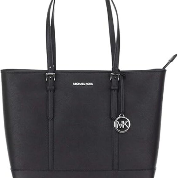 Michael Kors Jet Set Travel Large Saffiano Leather Tote Bag - 35T0STVL9L- Black - Picture 1 of 6